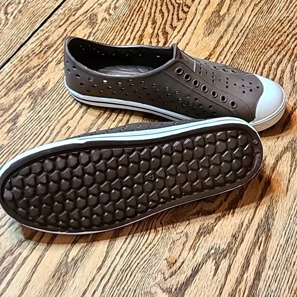Brown plastic shoes